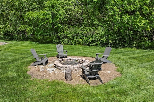 20711 Benson St, Bucyrus, KS 66013 - view of green lawn featuring a fire pit