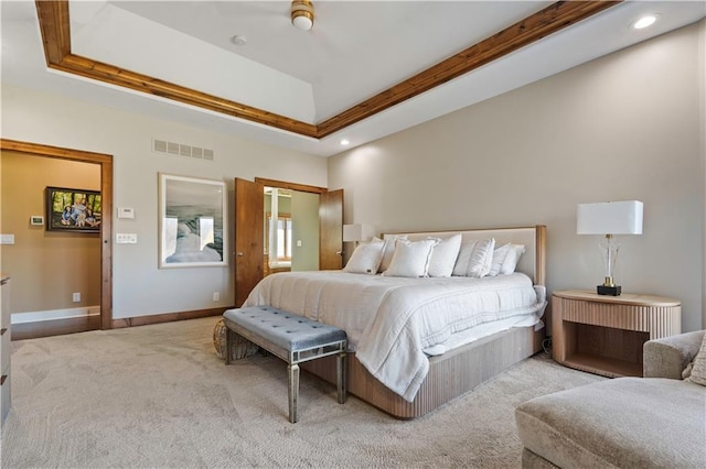 20711 Benson St, Bucyrus, KS 66013 - bedroom featuring carpet, a raised ceiling, and recessed lighting