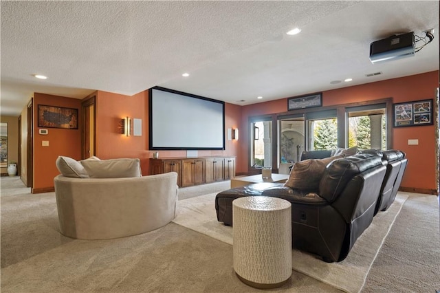20711 Benson St, Bucyrus, KS 66013 - cinema with light colored carpet, recessed lighting, and a textured ceiling