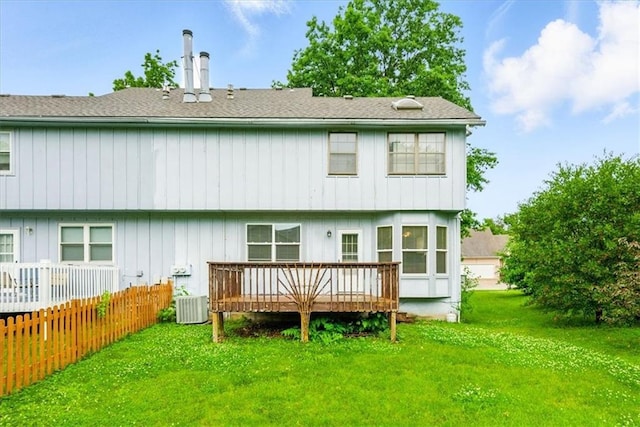 11431 Reeder St, Overland Park, KS 66210 - back of house featuring a wooden deck and central AC