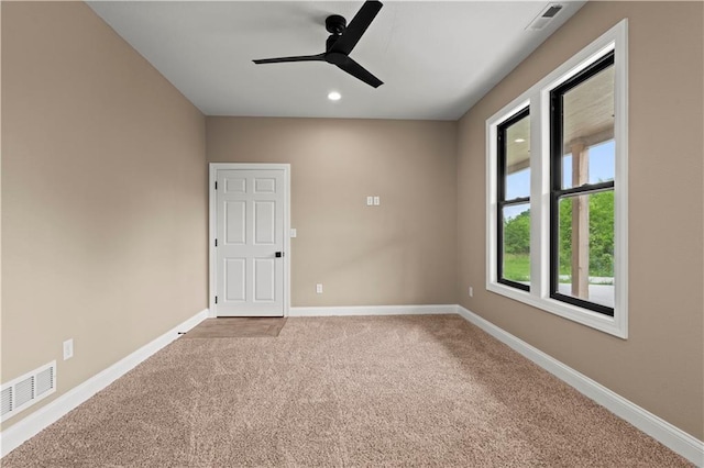 26696 235th St, Mclouth, KS 66054 - carpeted empty room featuring ceiling fan, baseboards, and recessed lighting