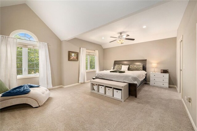 13511 W 56th Ter, Shawnee, KS 66216 - bedroom featuring vaulted ceiling, carpet flooring, and ceiling fan