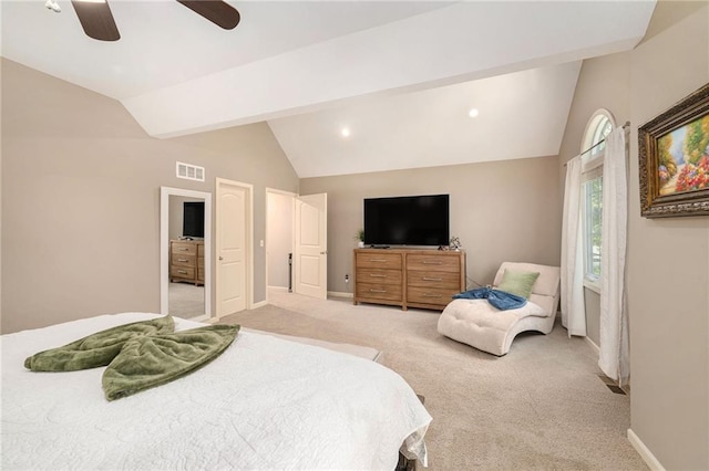 13511 W 56th Ter, Shawnee, KS 66216 - bedroom featuring lofted ceiling, carpet flooring, and ceiling fan