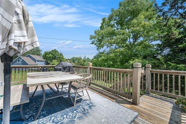 13511 W 56th Ter, Shawnee, KS 66216 - wooden terrace with outdoor dining space and grilling area
