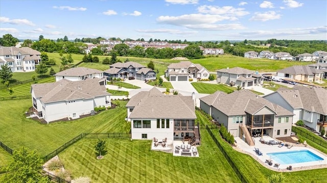 3053 NW Thoreau Ln, Lees Summit, MO 64081 - aerial perspective of suburban area featuring a pool