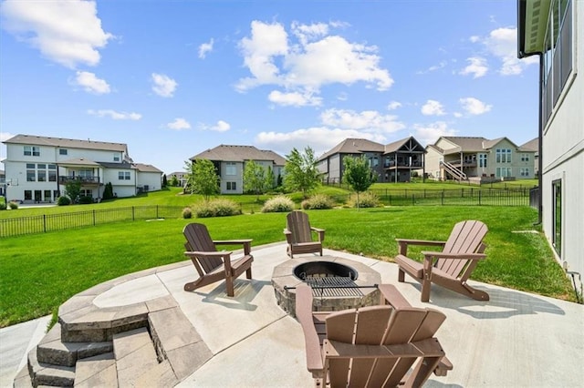 3053 NW Thoreau Ln, Lees Summit, MO 64081 - view of patio with a residential view and an outdoor fire pit