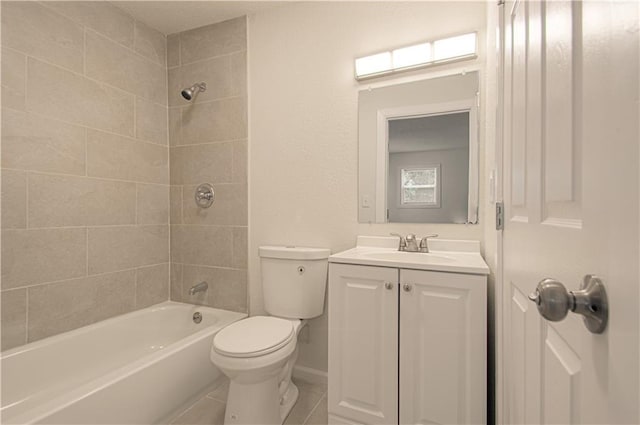 3874 E 63rd St, Kansas City, MO 64130 - full bath featuring vanity,  shower combination, and tile patterned floors