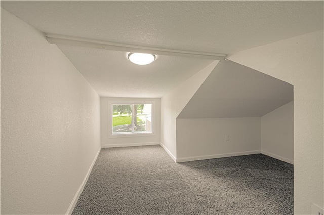 3874 E 63rd St, Kansas City, MO 64130 - bonus room featuring carpet, lofted ceiling, and a textured ceiling