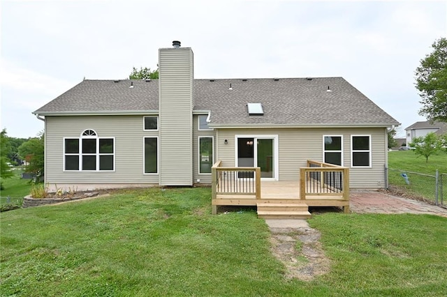 18 Timber Creek Cir, Platte City, MO 64079 - rear view of property featuring a deck, a chimney, and a shingled roof