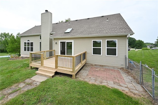 18 Timber Creek Cir, Platte City, MO 64079 - back of property featuring a wooden deck, a chimney, and a shingled roof