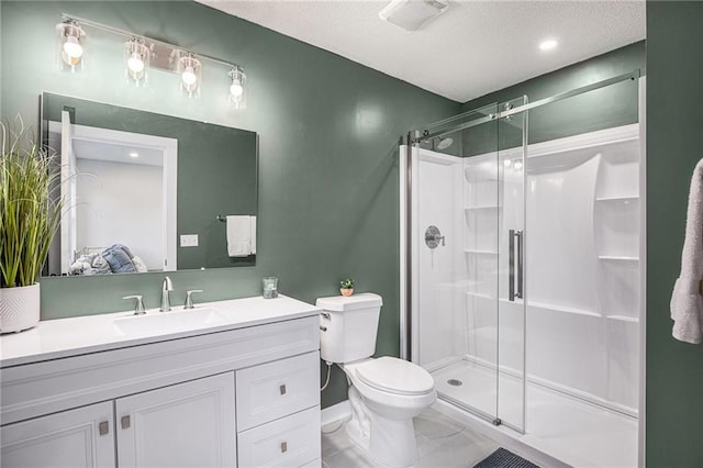624 S Locust St, Gardner, KS 66030 - full bathroom with a shower stall, vanity, and a textured ceiling