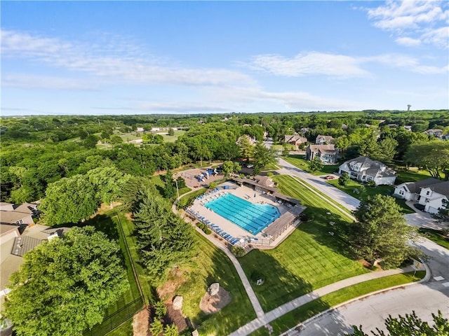 2201 SW Forestpark Cir, Lees Summit, MO 64081 - aerial perspective of suburban area featuring a pool area
