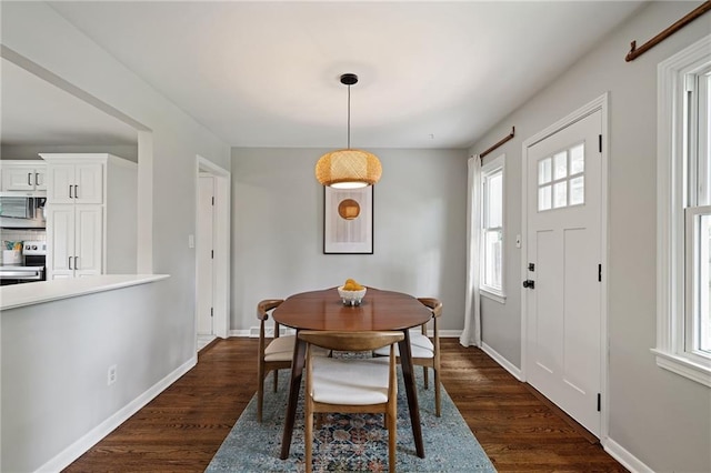10417 Outlook Dr, Overland Park, KS 66207 - dining room featuring plenty of natural light and dark wood-style floors