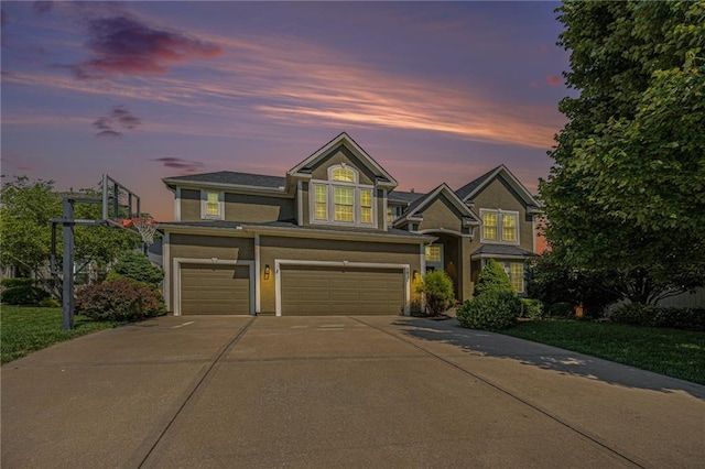 5827 Roundtree St, Shawnee, KS 66226 - traditional-style home with an attached garage and concrete driveway