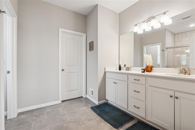 9504 N Amoret Ave, Kansas City, MO 64154 - full bath featuring double vanity, a stall shower, and baseboards