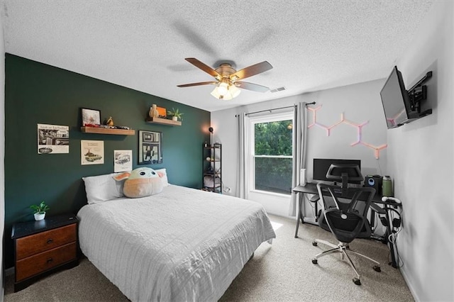17631 S Brockway St, Olathe, KS 66062 - bedroom with carpet flooring, a textured ceiling, and ceiling fan