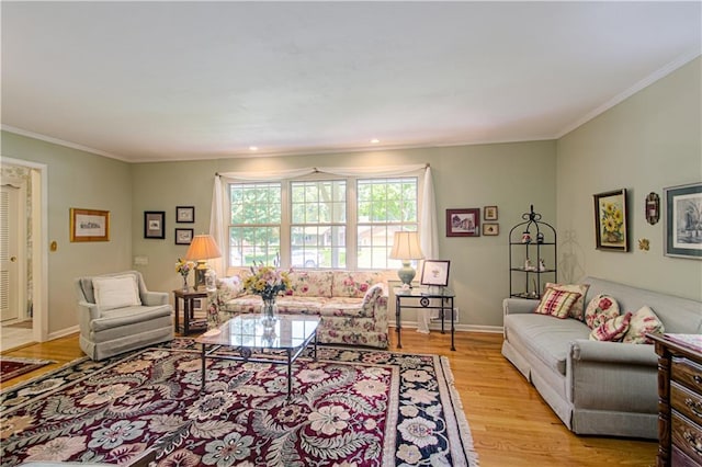 301 W 109th St, Kansas City, MO 64114 - living area with light wood-type flooring and ornamental molding