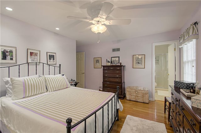 301 W 109th St, Kansas City, MO 64114 - bedroom featuring light wood-type flooring, recessed lighting, and ceiling fan