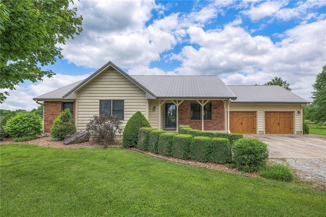 210 SE 200th Rd, Clinton, MO 64735 - ranch-style house with a garage, a front lawn, driveway, and metal roof