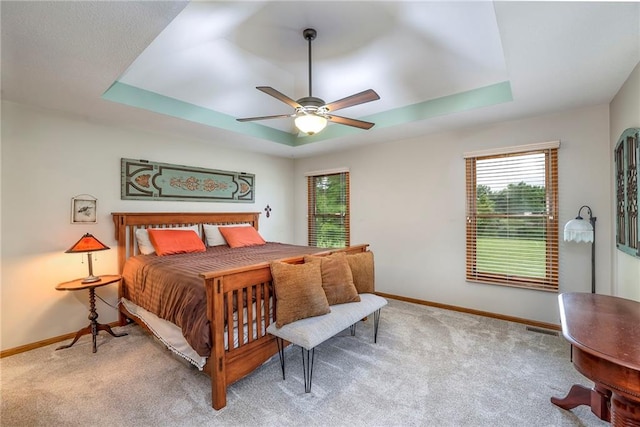 210 SE 200th Rd, Clinton, MO 64735 - carpeted bedroom featuring a raised ceiling, baseboards, and multiple windows
