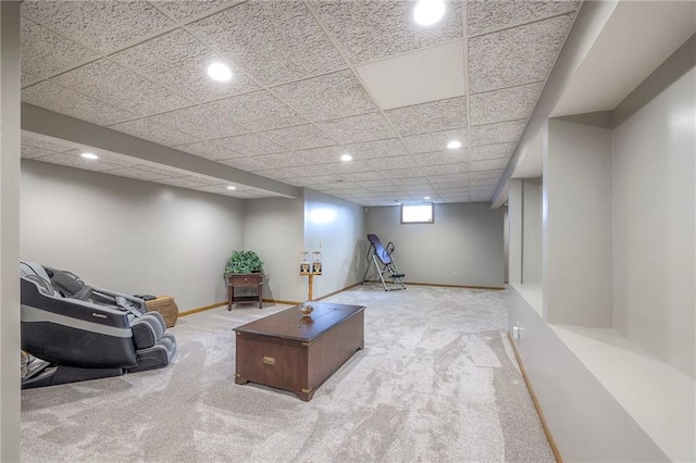 210 SE 200th Rd, Clinton, MO 64735 - living area featuring carpet, recessed lighting, baseboards, and a drop ceiling