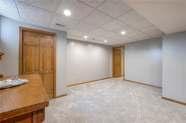 210 SE 200th Rd, Clinton, MO 64735 - finished basement with light colored carpet, recessed lighting, baseboards, and a paneled ceiling