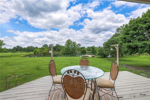 210 SE 200th Rd, Clinton, MO 64735 - wooden deck featuring a lawn, view of scattered trees, and a water view
