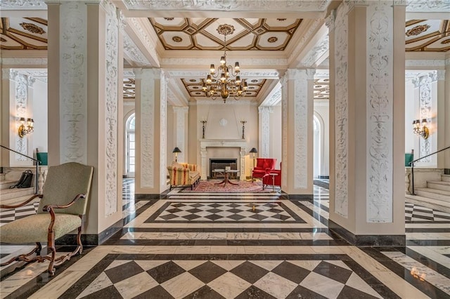 4618 Warwick Blvd Unit 6C, Kansas City, MO 64112 - building lobby with crown molding and stairway
