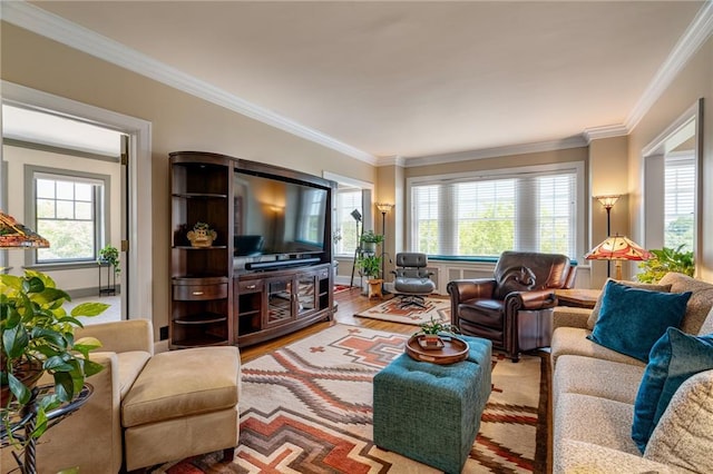 4618 Warwick Blvd Unit 6C, Kansas City, MO 64112 - living room featuring crown molding and wood finished floors