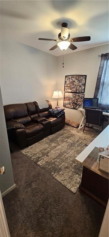 12432 Live Oak Cir, Peculiar, MO 64078 - carpeted living area with a ceiling fan