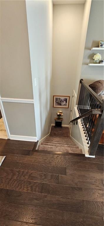 12432 Live Oak Cir, Peculiar, MO 64078 - stairway featuring hardwood / wood-style flooring and baseboards