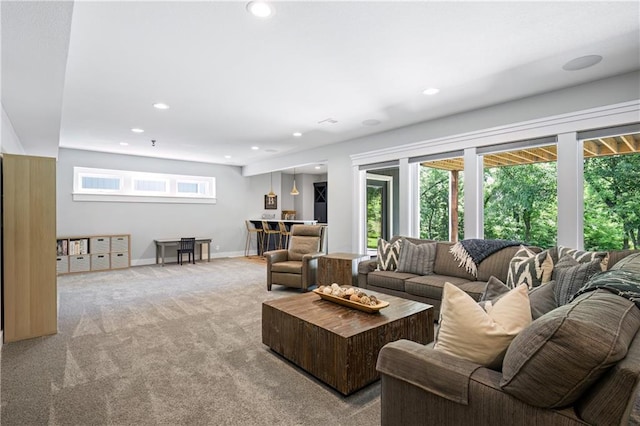 9291 Brownridge St, Lenexa, KS 66220 - living room with carpet flooring and recessed lighting