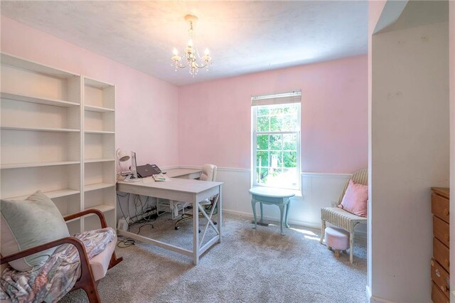 14001 S Tomahawk Dr, Olathe, KS 66062 - carpeted office featuring a chandelier and a wainscoted wall