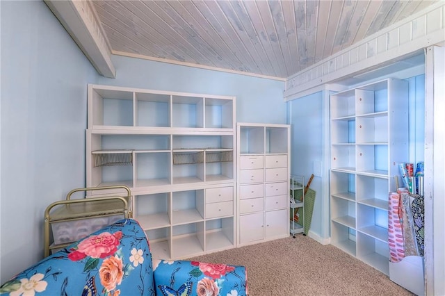 14001 S Tomahawk Dr, Olathe, KS 66062 - unfurnished bedroom featuring carpet floors and wooden ceiling