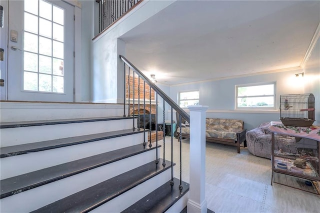 14001 S Tomahawk Dr, Olathe, KS 66062 - stairway with crown molding