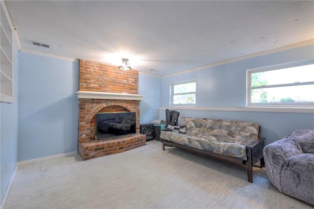 14001 S Tomahawk Dr, Olathe, KS 66062 - living room featuring ornamental molding, a fireplace, and wood finished floors