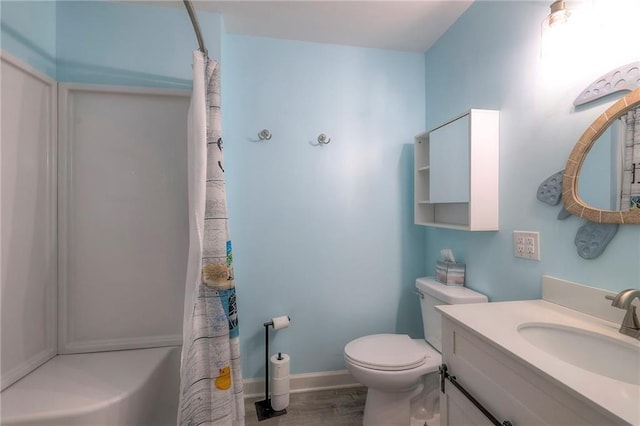 14001 S Tomahawk Dr, Olathe, KS 66062 - full bath featuring vanity, a shower with shower curtain, and wood finished floors