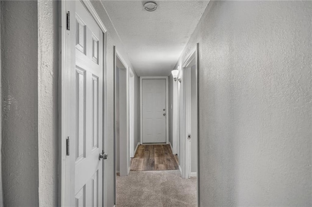 604 NE Ash St NE, Lees Summit, MO 64063 - hallway with a textured wall, carpet floors, a textured ceiling, and baseboards