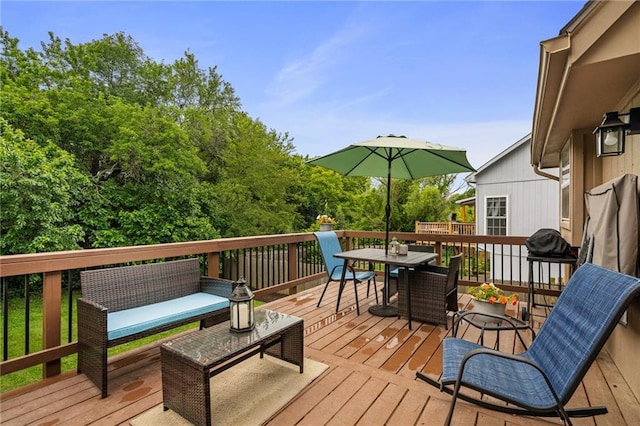 1229 SE Princeton Dr, Lees Summit, MO 64081 - deck featuring outdoor dining area and outdoor lounge area