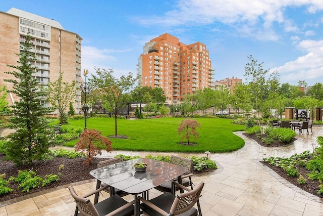 400 W 49th Ter Unit 2106, Kansas City, MO 64112 - view of home's community featuring outdoor dining space, a patio area, and a yard