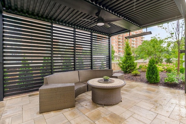 400 W 49th Ter Unit 2106, Kansas City, MO 64112 - view of patio with a ceiling fan and outdoor lounge area