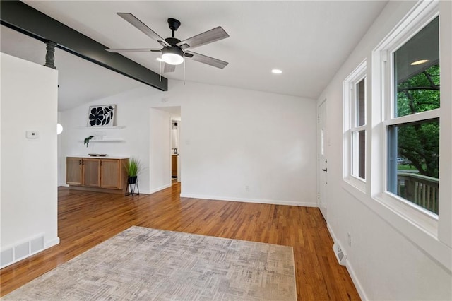 3523 Drumm Ave, Independence, MO 64055 - empty room with ceiling fan, wood finished floors, baseboards, and recessed lighting