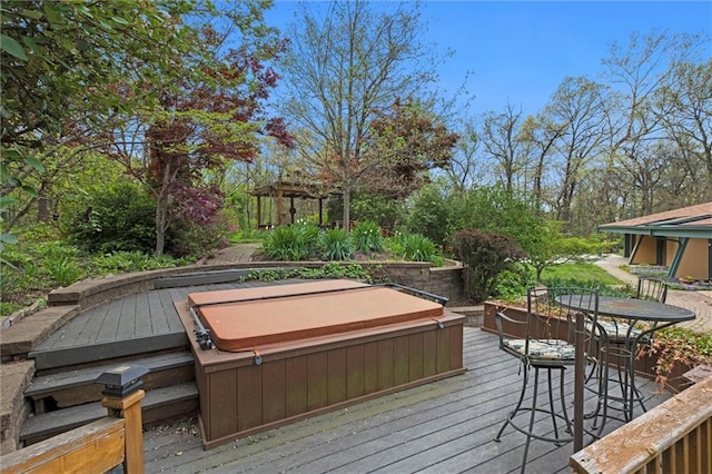 19913 Pepper Tree Rd, Edgerton, KS 66021 - wooden deck with a covered hot tub