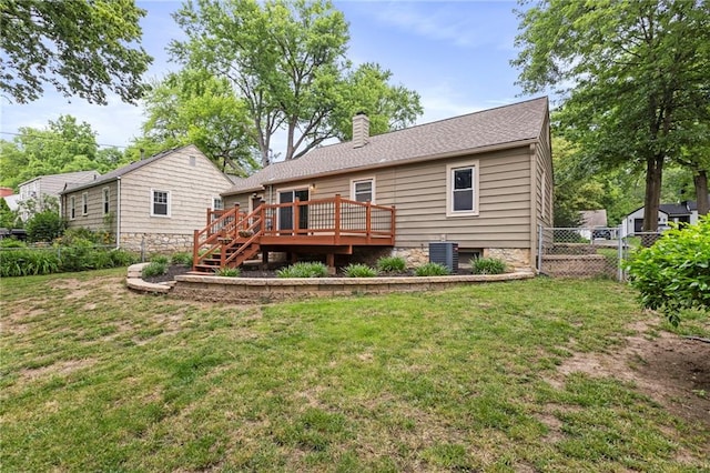 8424 Ward Parkway Plz, Kansas City, MO 64114 - rear view of property featuring a deck and a chimney