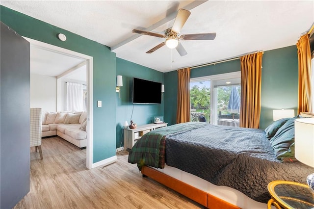 37 Beach Dr, Blue Springs, MO 64015 - bedroom featuring wood finished floors, baseboards, and ceiling fan