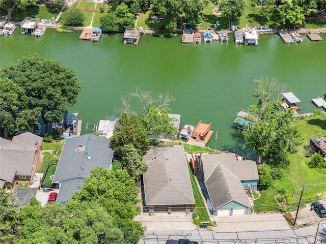 37 Beach Dr, Blue Springs, MO 64015 - aerial perspective of suburban area featuring a nearby body of water