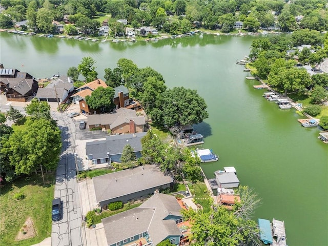 37 Beach Dr, Blue Springs, MO 64015 - aerial perspective of suburban area featuring a nearby body of water