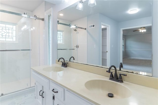 10246 Russell St, Overland Park, KS 66212 - full bath with a stall shower, double vanity, and a spacious closet