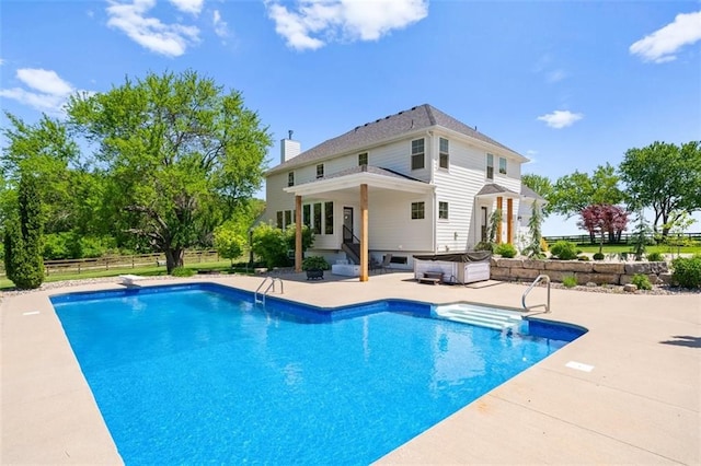 14906 Knorpp Rd, Pleasant Hill, MO 64080 - swimming pool featuring a patio, a hot tub, and a diving board