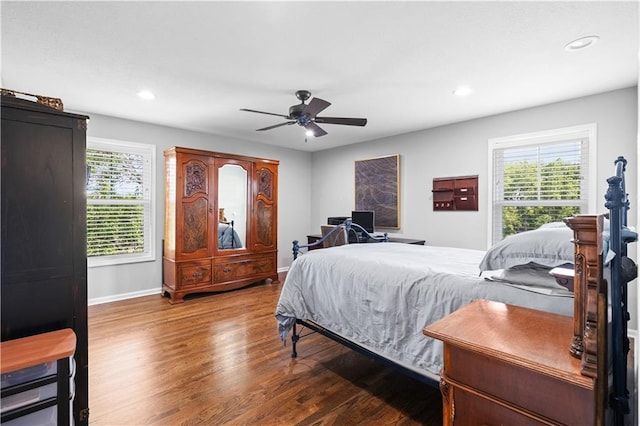 14906 Knorpp Rd, Pleasant Hill, MO 64080 - bedroom featuring multiple windows, wood finished floors, recessed lighting, and a ceiling fan
